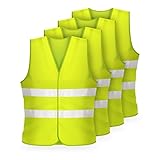 FLEXEO 4x Warnwesten nach EN ISO 20471 - Auto - KFZ - Sicherheitsweste - Warnschutzweste - Warnweste...
