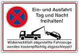 Schild EIN- und Ausfahrt Tag und Nacht freihalten! aus Alu/Dibond 300x200 mm - 3 mm stark