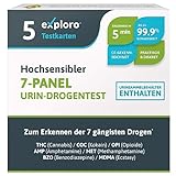 Exploro Hochsensibles 7-Panel Urin Drogentest Kit – Drogentest Multi für die 7 Gängisten Drogen...