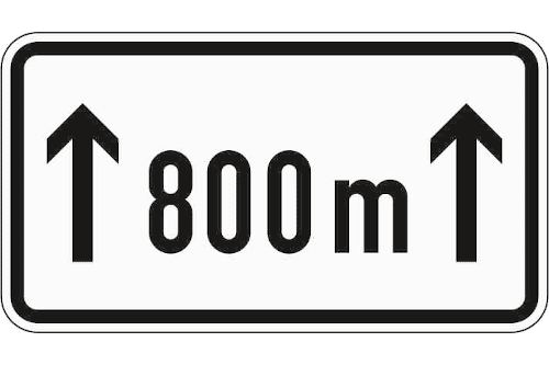 Zeichen 1001-30: Auf ...m (zweiter Teil der Unternummer steht jeweils für den Zahlenwert)