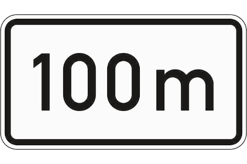 Zeichen 1004-30: Entfernungsangabe in m (zweiter Teil der Unternummer steht jeweils für den Zahlenwert)
