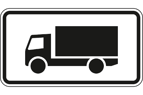 Zeichen 1010-51: Kraftfahrzeuge mit einer zulässigen Gesamtmasse über 3,5 t, einschließlich ihrer Anhänger, und Zugmaschinen, ausgenommen Personenkraftwagen und Kraftomnibusse