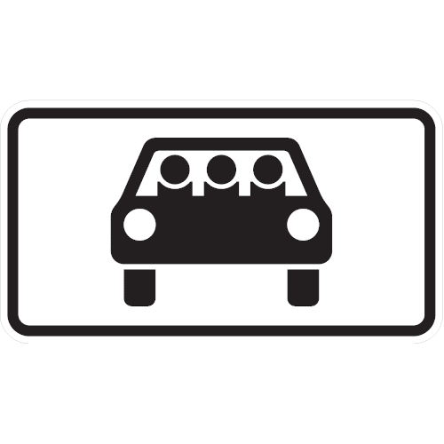 Zeichen 1010-71: Personenkraftwagen oder Krafträder mit Beiwagen, die mit mindestens drei Personen besetzt sind - mehrfachbesetzte Personenkraftwagen