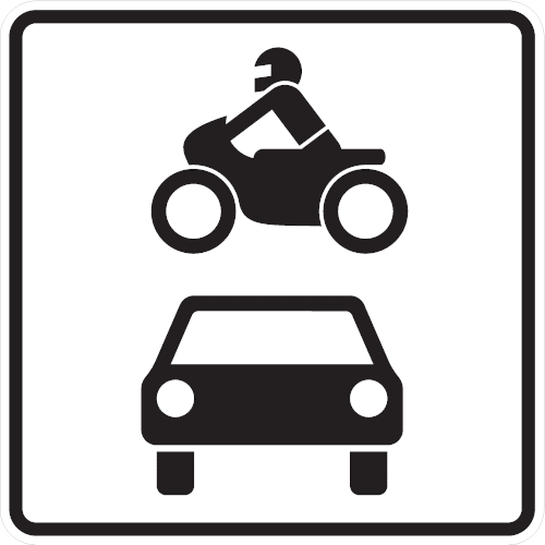Zeichen 1010-72: Krafträder, auch mit Beiwagen, Kleinkrafträder und Mopeds und Kraftwagen und sonstige mehrspurige Fahrzeuge