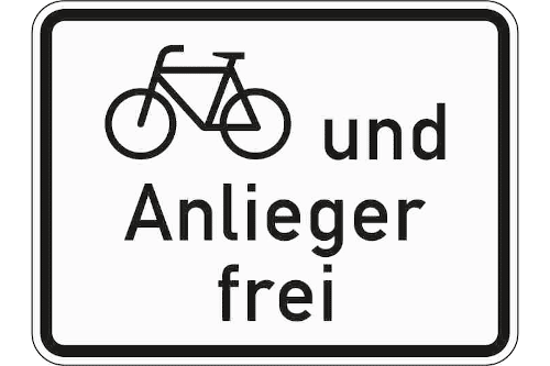 Zeichen 1020-12: Radverkehr und Anlieger frei