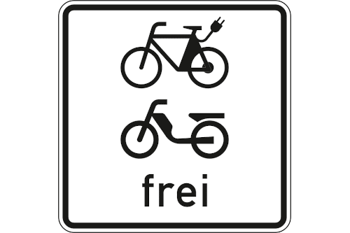 Zeichen 1022-15: E-Bikes und Mofas frei
