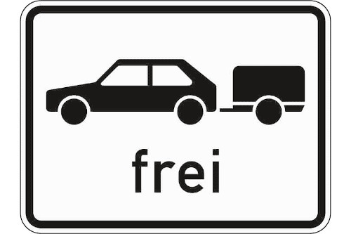 Zeichen 1024-11: Personenkraftwagen mit Anhänger frei