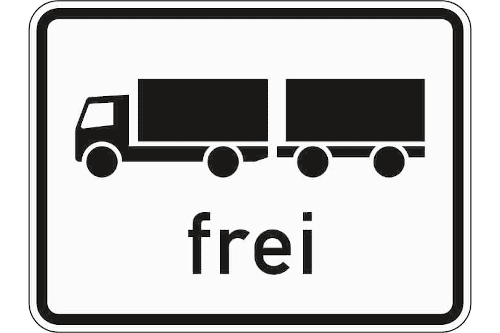 Zeichen 1024-13: Lastkraftwagen mit Anhänger frei