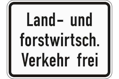 Zeichen 1026-38: Land- und forstwirtschaftlicher Verkehr frei