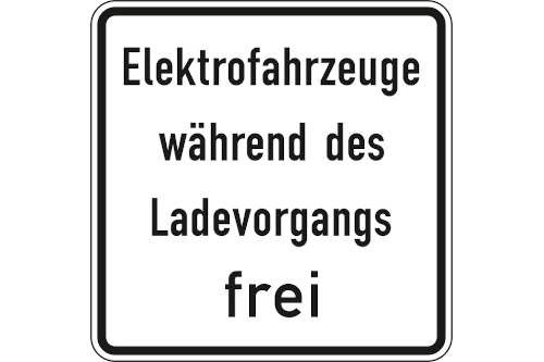 Zeichen 1026-60: Elektrofahrzeuge während des Ladevorgangs frei