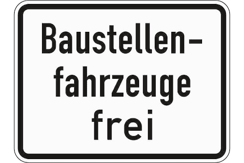 Zeichen 1028-30: Baustellenfahrzeuge frei