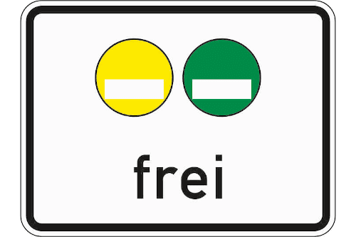 Zeichen 1031-51: Freistellung vom Verkehrsverbot nach § 40 Absatz 1 BImSchG - gelbe und grüne Plakette