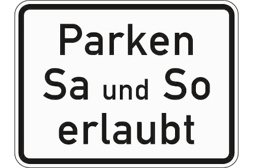 Zeichen 1042-37: Parken Sa und So erlaubt