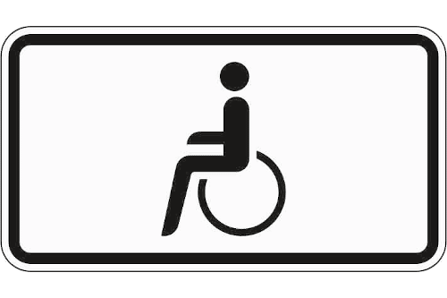 Zeichen 1044-10: Nur Schwerbehinderte mit außergewöhnlicher Gehbehinderung und Blinde
