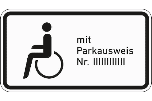 Zeichen 1044-11: Nur Schwerbehinderte mit Parkausweis Nr. ...