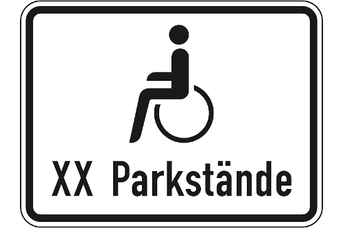 Zeichen 1044-12: Nur Schwerbehinderte mit außergewöhnlicher Gehbehinderung und Blinde, mit Anzahl der Parkstände