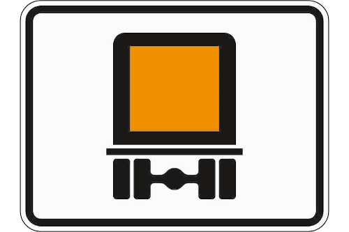 Zeichen 1052-30: Nur kennzeichnungspflichtige Kraftfahrzeuge mit gefährlichen Gütern