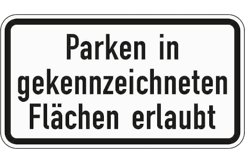Zeichen 1053-30: Parken in gekennzeichneten Flächen erlaubt