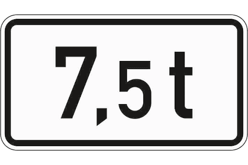 Zeichen 1053-33: Massenangabe - 7,5 t