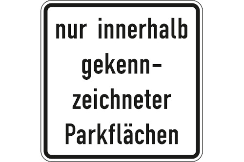 Zeichen 1053-52: Nur innerhalb gekennzeichneter Parkflächen