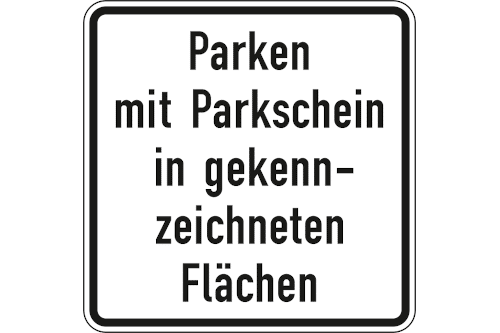 Zeichen 1053-53: Parken mit Parkschein in gekennzeichneten Flächen