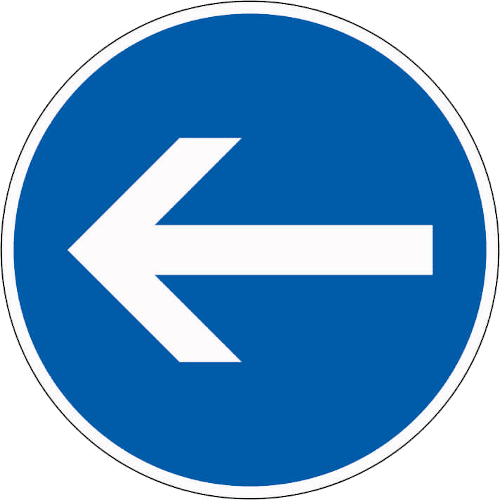 Zeichen 211-10: Vorgeschriebene Fahrtrichtung - hier links