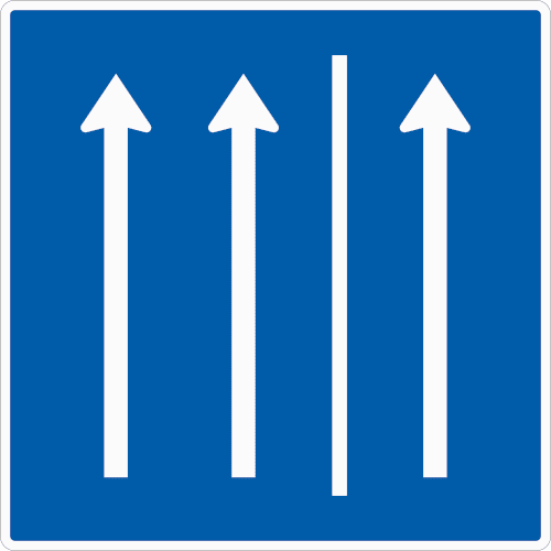 Zeichen 223.1-50: Seitenstreifen befahren - 2 Fahrstreifen + Seitenstreifen