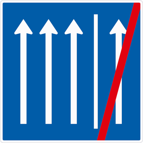 Zeichen 223.2-51: Seitenstreifen nicht mehr befahren - 3 Fahrstreifen + Seitenstreifen