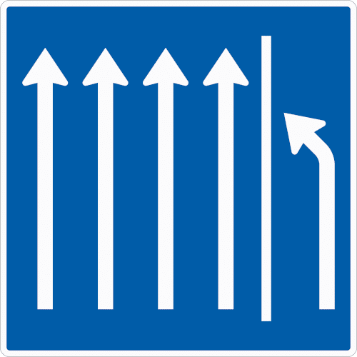 Zeichen 223.3-52: Seitenstreifen räumen - 4 Fahrstreifen + Seitenstreifen