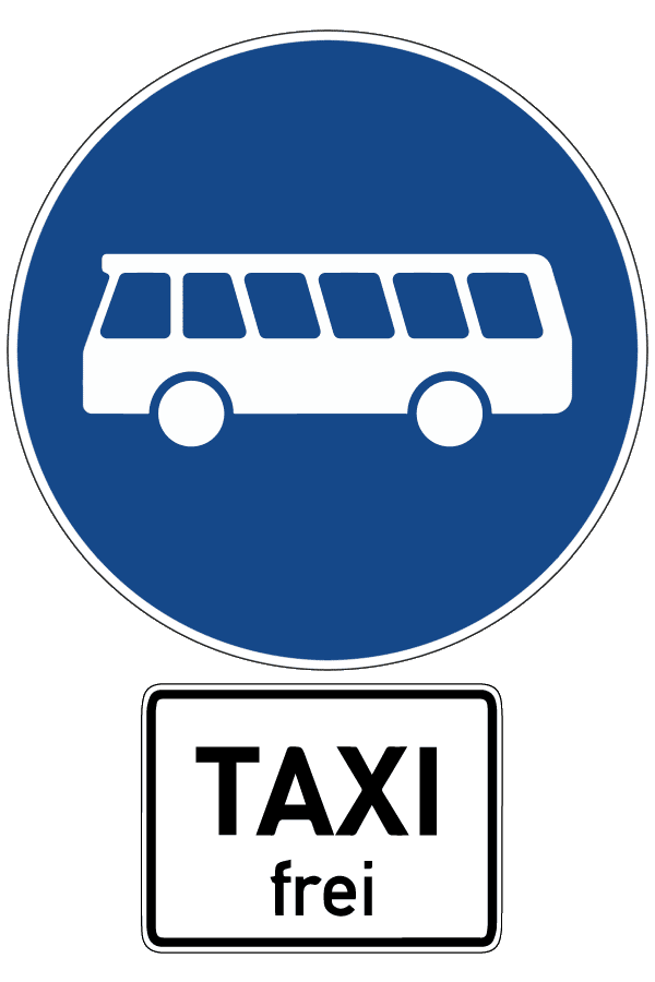 VZ 245 mit VZ 1026-30: Bussonderfahrstreifen für Taxis frei
