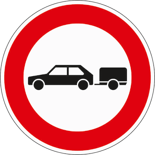 Zeichen 257-56: Verbot für Personenkraftwagen mit Anhänger