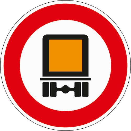 Zeichen 261: Verbot für kennzeichnungspflichtige Kraftfahrzeuge mit gefährlichen Gütern