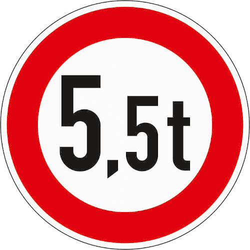Zeichen 262: Verbot für Fahrzeuge über dem angegebenen Gewicht