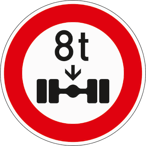 Zeichen 263: Verbot für Fahrzeuge mit einer höheren Achslast als angegeben