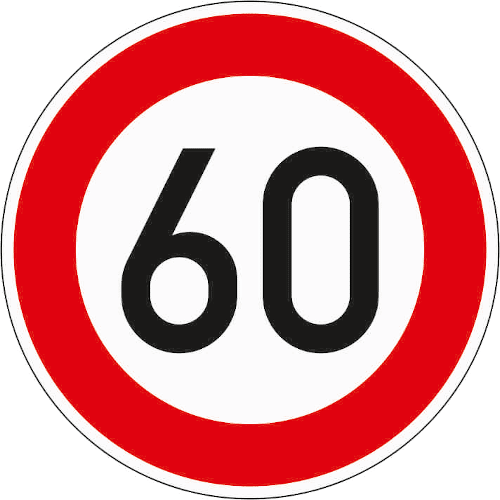Zeichen 274-60: Zulässige Höchstgeschwindigkeit 60 km/h