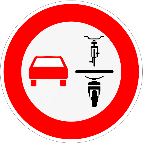 Zeichen 277.1: Verbot des Überholens von einspurigen Fahrzeugen für mehrspurige Kraftfahrzeuge und Krafträdern mit Beiwagen