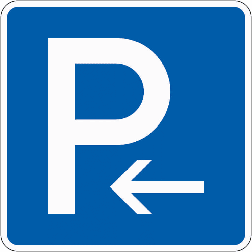 Zeichen 314-10: Parken - Anfang (Aufstellung rechts) oder Ende (Aufstellung links)
