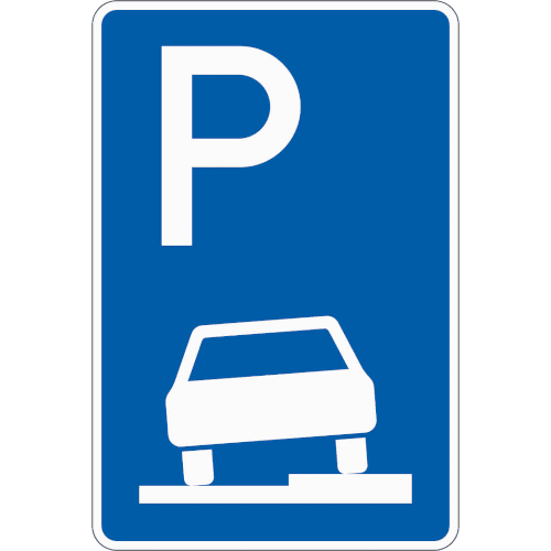 Zeichen 315-55: Parken auf Gehwegen - halb in Fahrtrichtung rechts