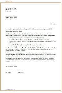 Antrag nach § 34 BDSG auf Auskunft Muster