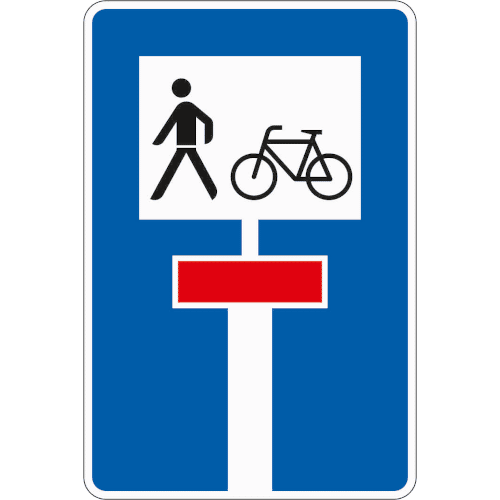 Zeichen 357: Durchlässige Sackgasse für Fußgänger und Radfahrer