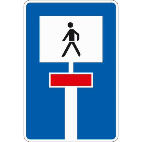 Zeichen 357-51: Durchlässige Sackgasse für Fußgänger