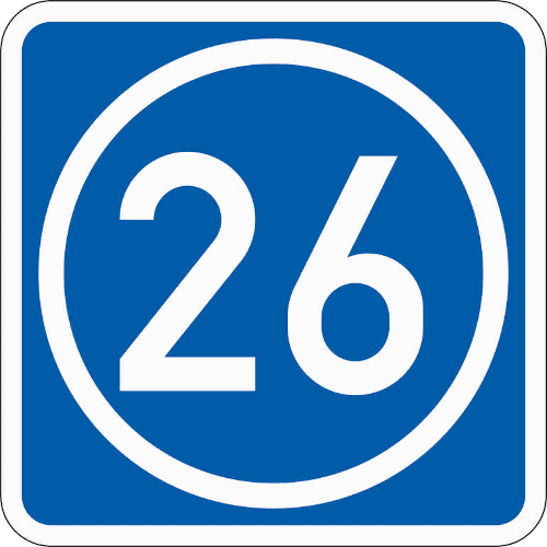 Zeichen 406-50: Knotenpunkte der Autobahnen - ein- oder zweistellige Nummer