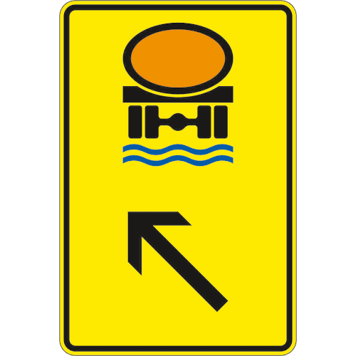Zeichen 422-15: Wegweiser für bestimmte Verkehrsarten, Fahrzeuge mit wassergefährdender Ladung - links einordnen