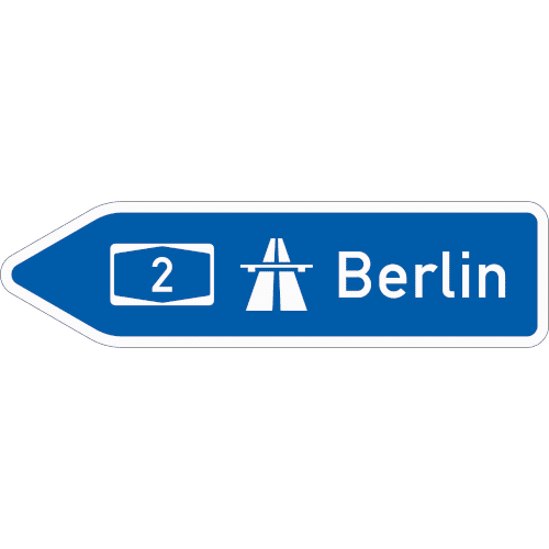 Zeichen 430-10: Pfeilwegweiser zur Autobahn - linksweisend