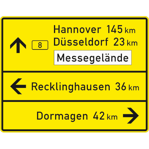 Zeichen 434-50: Tabellenwegweiser - kompakte Form