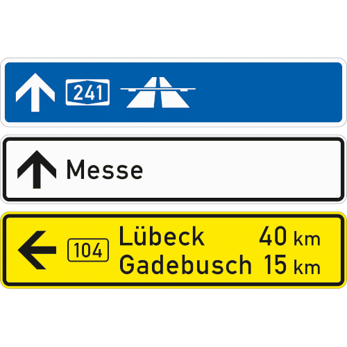 Zeichen 434-52: Tabellenwegweiser - aufgelöste Form (nur innerorts) mit Bundesstraßennummer