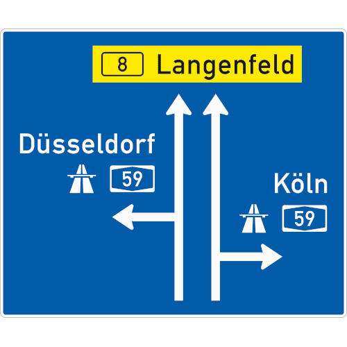 Zeichen 441: Gegliederter Vorwegweiser zur Autobahn