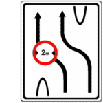 Zeichen 515: Überleitung auf die andere Fahrbahn mit Verengung
