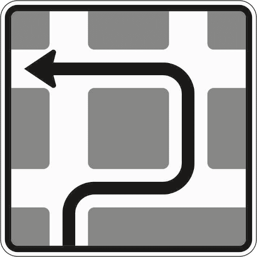 Zeichen 590-10: Blockumfahrung rechts, links, links