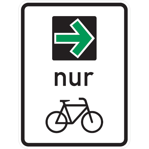Zeichen 721: Grünpfeilschild mit Beschränkung auf den Radverkehr